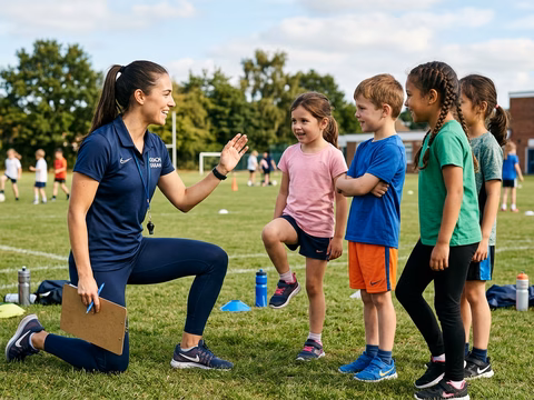 Entrenadora explicando ejercicio