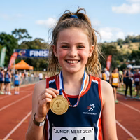 Niña sonriente con medalla